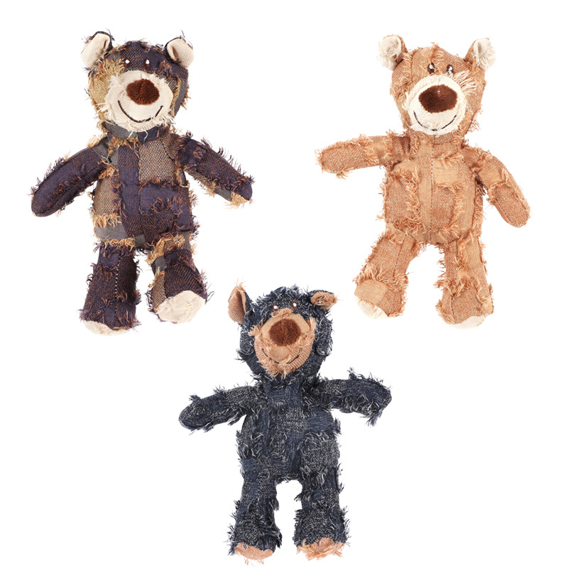 狗狗发声玩具磨牙洁齿毛绒乞丐熊金毛泰迪耐磨耐咬玩具宠物狗用品