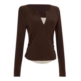 现代中国舞成人舞蹈服上衣芭蕾舞显瘦假两件春秋长袖跳舞练功服女