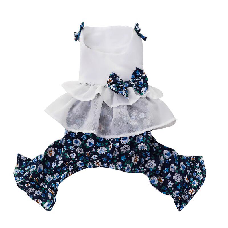 碎花四脚泰迪小狗狗公主裙子春夏狗宠物服装/雨衣