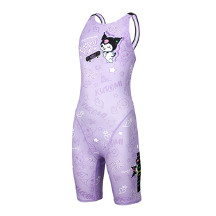 洲克儿童泳衣连体五分库洛米女孩zoke专业游泳训练速干竞速新款