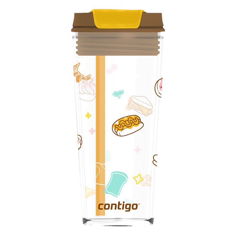 contigo水杯巧克力色塑料吸管杯