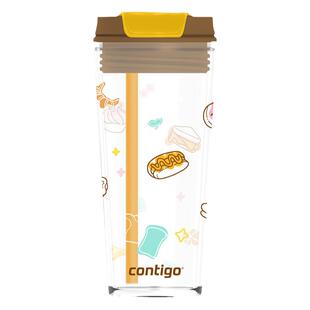 contigo康迪克水杯吸管杯Tritan网红高颜值双饮口女生咖啡杯子