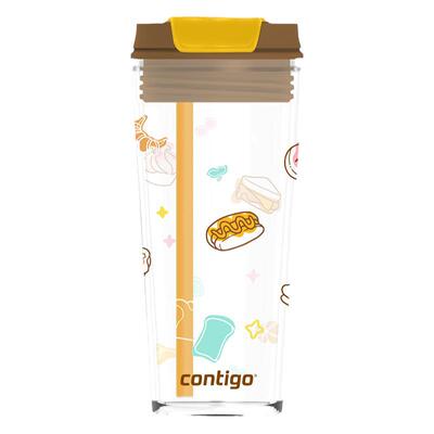 contigo水杯巧克力色塑料吸管杯