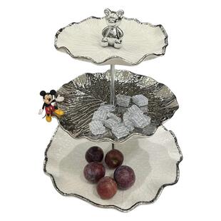 轻奢果盘家用客厅茶几摆件糖果盘摆放零食盘多层高档水果盘前台