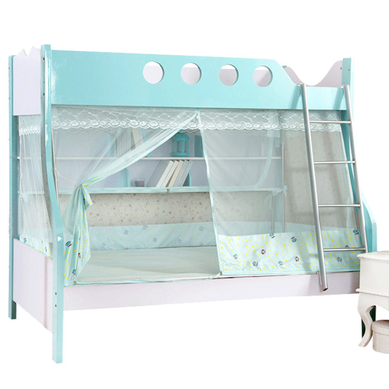 上下铺蚊帐子母儿童高低双层床梯形1.5m书架款1.2米学生宿舍u拉链