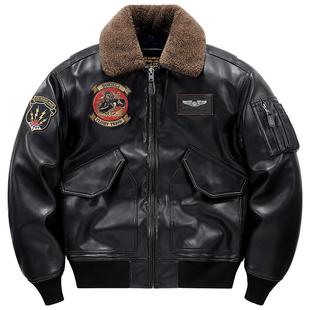 VIP复古毛领机车皮衣棉服男士冬季翻领飞行员皮夹克保暖加厚外套