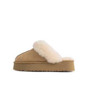 「鞋登」2026新款雪地靴女款皮毛一体羊毛口加绒厚底外穿包头半拖