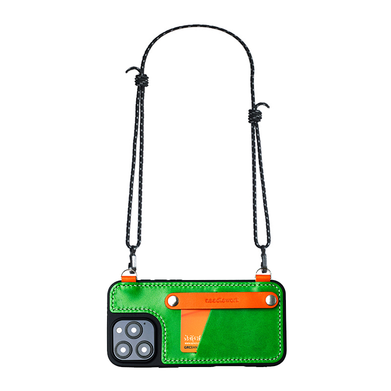 两针一线iphone16promax手机壳斜挎支架壳15pro真皮挂绳适用苹果14保护套13背带赵小童同款手机套防摔小众