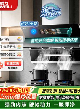 威力家用油烟机双电机侧吸式大吸力自动开合自动清洗厨房抽油烟机