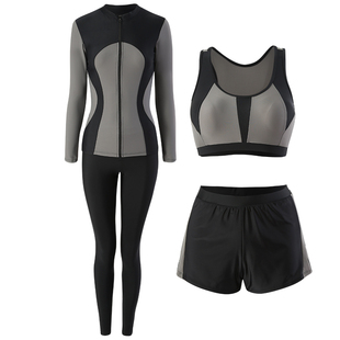 长袖长裤防晒大码泳衣女保守分体温泉冲浪服潜水衣遮肚显瘦游泳衣