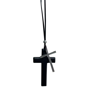 复古暗黑十字架吊坠项链长款辣妹y2k皮绳毛衣链小众设计挂饰配饰