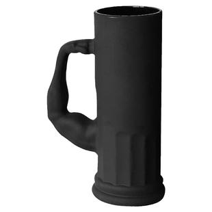 创意磨砂黑大力士肌肉带把啤酒杯大容量玻璃精酿扎啤杯果汁杯水杯