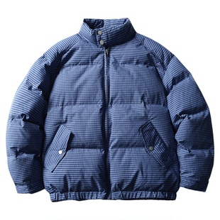 PROPCELL冬季新款日系复古休闲棉夹克哈林顿格纹棉服立领棉衣外套