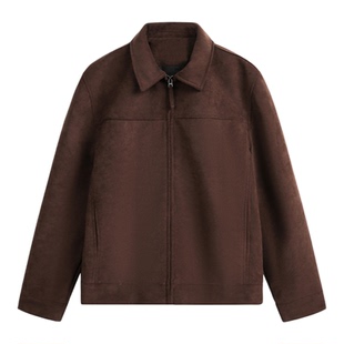 悟空有货美式嘻哈磨砂仿麂皮夹克男女潮牌嘻哈宽松高级感纯色外套