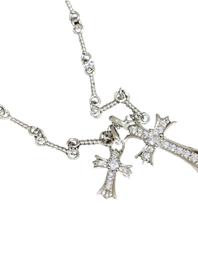 易梦玲同款克罗心双十字架项链