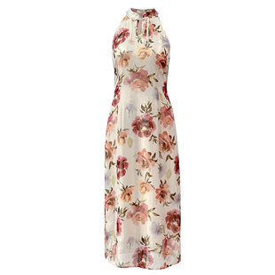 澄渔高定【倾城】新中式100桑蚕丝鎏金削肩改良礼服晨袍真丝旗袍