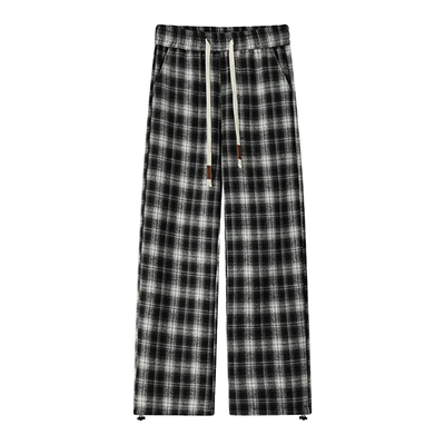 回力棋盘格子裤子男士直筒休闲裤