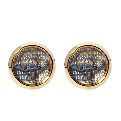 金色陀飞轮袖扣男士轻奢袖扣