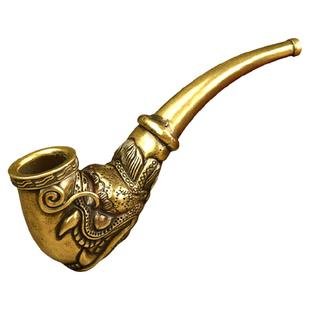 艾宝手工雕龙烟斗貔貅黄铜旱烟袋锅子老式传统大烟杆男士创意礼物