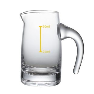 家用水晶玻璃带刻度白酒分酒器50ml直饮分酒壶带把手一两白酒杯