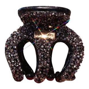 低调奢华~黑色满钻南瓜抓夹中号发夹后脑勺丸子头高马尾固定神器