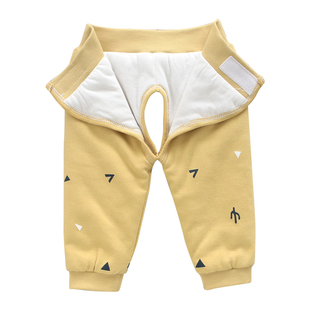 新生婴儿保暖包脚裤子夹棉长裤宝宝薄棉魔术贴连脚护肚外穿休闲