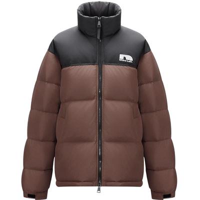 美特斯邦威男款2025新款冬季潮流百搭宽松立领拼色羽绒服短款外套