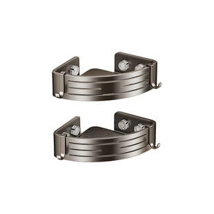 卫生间三角篮免打孔浴室置物架太空铝淋浴房沐浴露收纳架吸盘双层