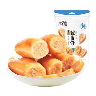 来伊份带籽鱿鱼仔155g即食海鲜
