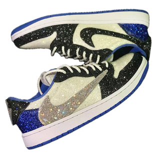 STY定制 air jordan 1 AJ1 倒钩TS联名 藤原浩闪电 低帮水钻板鞋