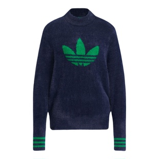adidas阿迪达斯三叶草女子运动休闲半高领毛衣套头衫JX9267