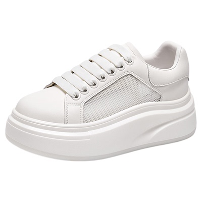 Lee Cooper时尚百搭小白鞋女款2025新款秋季网面软底增高休闲女鞋