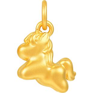 明牌珠宝瑞马衔财硬金吊坠 黄金生肖马年小骐骥铜钱项坠ASY0665