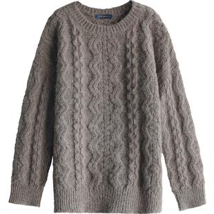 COCOBELLA立体编织绞花纹粗针花纱厚毛衣女长毛绒感针织衫MZ7059