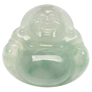 天然翡翠佛公吊坠女款玉佛缅甸A货笑佛玉坠项链弥勒佛挂件送证书