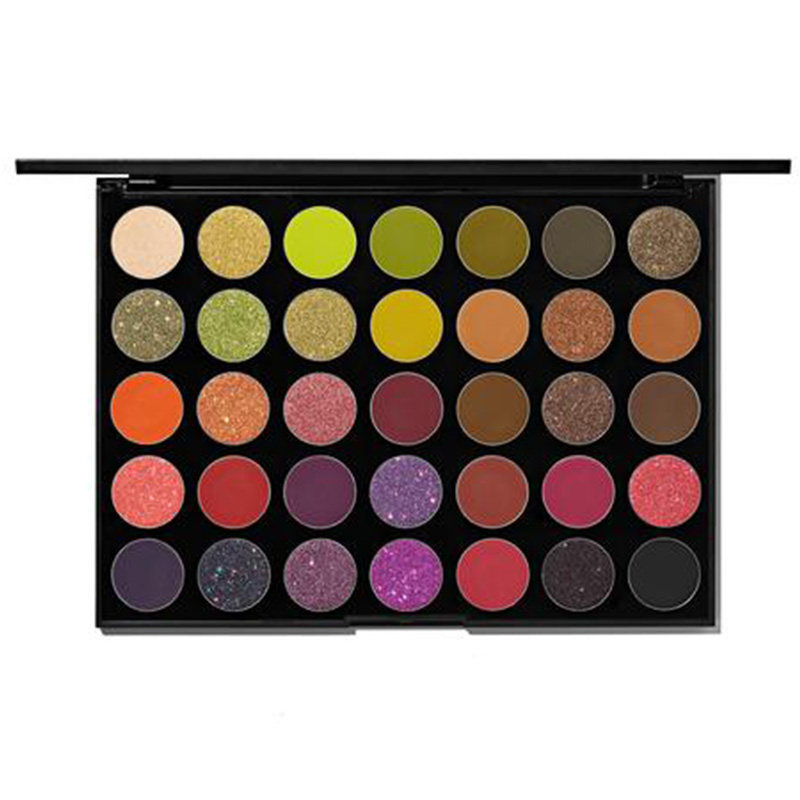 现货美国Morphe 35M BOSS MOOD眼影哑光珠光冷色调脏绿橘色烟熏