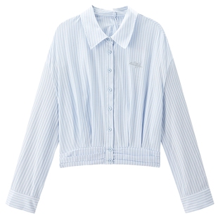 【商场同款】乐町条纹短款长袖衬衫2025年秋季新款上衣C1CAF3203
