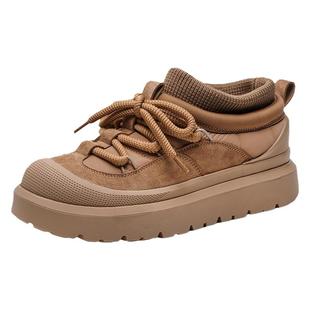 雪地靴男款冬季加绒加厚男鞋防寒保暖靴子低帮面包鞋厚底外穿棉鞋