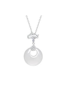 周六福杏运平安扣项链女玉髓链坠S925银小众送女友圣诞礼物