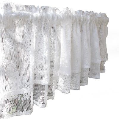 双层蕾丝魔术贴免打孔橱柜小窗帘