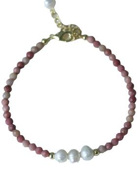 粉晶碎石贝珠粉色碧玺珍珠手链