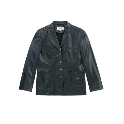 素然WHM 复古皮感亚麻贴袋翻领摩登复古工装外套夹克