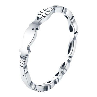 精致925纯银拼接可爱鱼戒指女