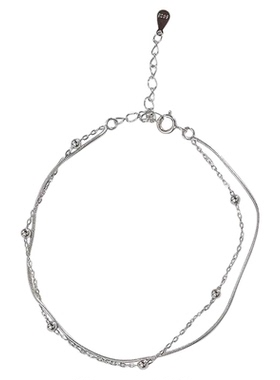 s925纯银双层银珠蛇骨银手链