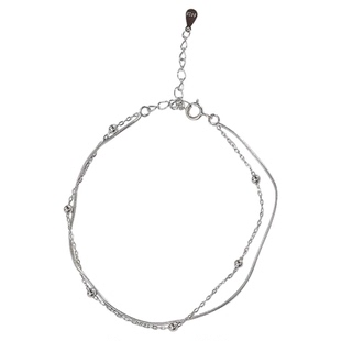 S925纯银双层银珠蛇骨手链轻奢小众米珠链2025新款冷淡风素链手饰