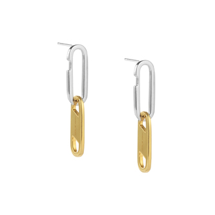 COUGH IN VAIN logo刻印金银拼色连接925银耳环