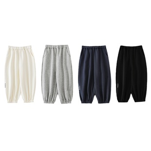 幼悠儿童字母印花脚口收束月牙口袋休闲长裤秋季儿童洋气软弹裤子