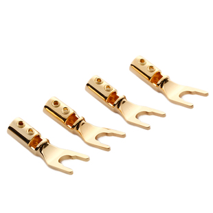 Mps发烧级HiFi紫铜镀金Y插头端子喇叭音箱线音响配件U型接头