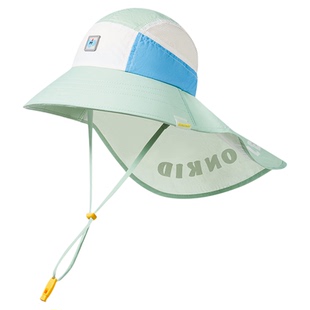 柠檬宝宝儿童防晒帽大帽檐外出宽檐披肩帽女孩海边沙滩男童遮阳帽