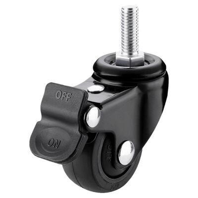 带轴承静音橡胶丝杆带刹车万向轮